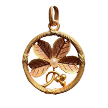 Load image into Gallery viewer, French Lucky Shamrock Four Leaf Clover 18K Yellow Gold Pearl Charm Pendant