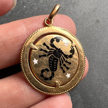 Load image into Gallery viewer, Italian Zodiac Scorpio Starsign 18K Yellow Gold Enamel Charm Pendant