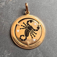 Load image into Gallery viewer, Italian Zodiac Scorpio Starsign 18K Yellow Gold Enamel Charm Pendant