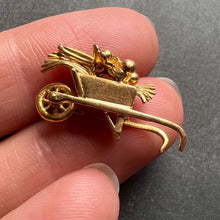 Load image into Gallery viewer, French Wheelbarrow with Flowers 18K Yellow Gold Charm Pendant