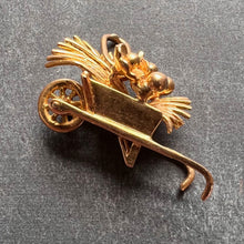 Load image into Gallery viewer, French Wheelbarrow with Flowers 18K Yellow Gold Charm Pendant