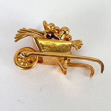 Load image into Gallery viewer, French Wheelbarrow with Flowers 18K Yellow Gold Charm Pendant