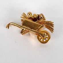 Load image into Gallery viewer, French Wheelbarrow with Flowers 18K Yellow Gold Charm Pendant
