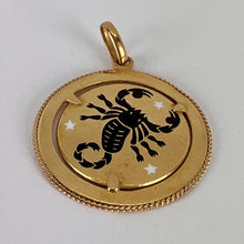Load image into Gallery viewer, Italian Zodiac Scorpio Starsign 18K Yellow Gold Enamel Charm Pendant