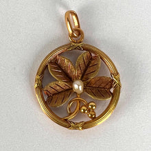 Load image into Gallery viewer, French Lucky Shamrock Four Leaf Clover 18K Yellow Gold Pearl Charm Pendant