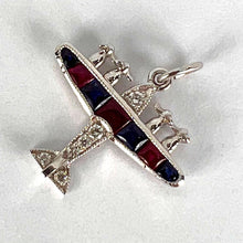 Load image into Gallery viewer, Art Deco Airplane Platinum Diamond Sapphire Ruby Charm Pendant