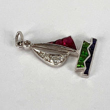 Load image into Gallery viewer, Art Deco Yacht Sailboat Platinum Diamond Sapphire Ruby Peridot Charm Pendant
