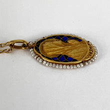 Load image into Gallery viewer, French Sellier Virgin Mary 18K Yellow Gold Enamel Pearl Pendant Necklace
