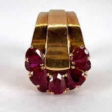 Load image into Gallery viewer, French Retro Buckle 18K Yellow Gold Ruby Ring