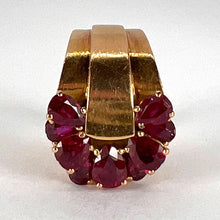 Load image into Gallery viewer, French Retro Buckle 18K Yellow Gold Ruby Ring