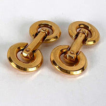 Load image into Gallery viewer, French 18K Yellow Gold Mecan Elde Hexagonal Circle Cufflinks