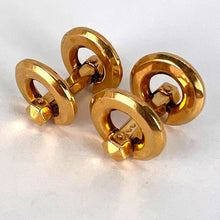 Load image into Gallery viewer, French 18K Yellow Gold Mecan Elde Hexagonal Circle Cufflinks