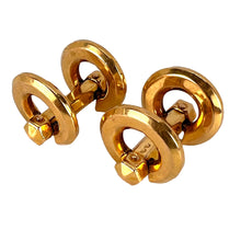 Load image into Gallery viewer, French 18K Yellow Gold Mecan Elde Hexagonal Circle Cufflinks