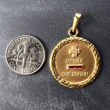 Load image into Gallery viewer, Augis French Plus Qu’Hier Ruby Diamond 18K Yellow Gold Love Charm Pendant