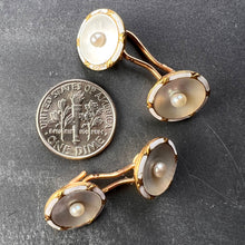 Load image into Gallery viewer, French 18K Yellow Gold Pearl, Mother of Pearl and Enamel Cufflinks