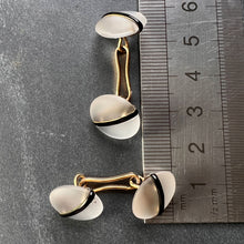 Load image into Gallery viewer, French 18K Yellow Gold Rock Crystal Enamel Stripe Cufflinks