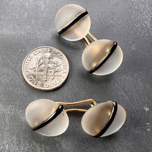 Load image into Gallery viewer, French 18K Yellow Gold Rock Crystal Enamel Stripe Cufflinks