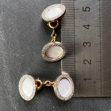Load image into Gallery viewer, French 18K Yellow Gold Platinum Diamond and Enamel Cufflinks