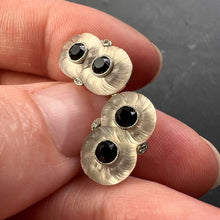 Load image into Gallery viewer, French Rock Crystal Onyx and Diamond 18K Yellow Gold Platinum Cufflinks