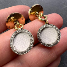 Load image into Gallery viewer, French 18K Yellow Gold Platinum Diamond and Enamel Cufflinks
