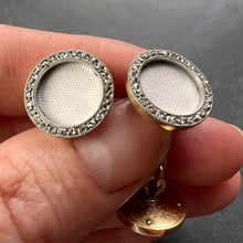 Load image into Gallery viewer, French 18K Yellow Gold Platinum Diamond and Enamel Cufflinks