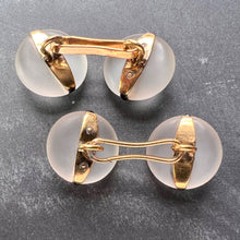 Load image into Gallery viewer, French 18K Yellow Gold Rock Crystal Enamel Stripe Cufflinks