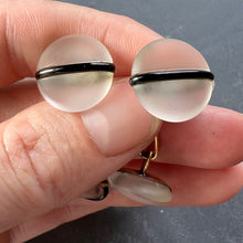 Load image into Gallery viewer, French 18K Yellow Gold Rock Crystal Enamel Stripe Cufflinks