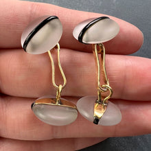 Load image into Gallery viewer, French 18K Yellow Gold Rock Crystal Enamel Stripe Cufflinks