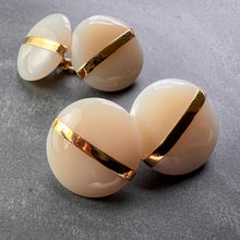 Load image into Gallery viewer, French 18K Yellow Gold White Agate Stripe Cufflinks