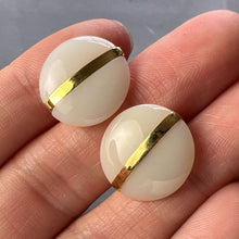 Load image into Gallery viewer, French 18K Yellow Gold White Agate Stripe Cufflinks