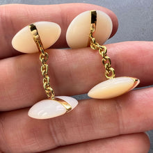 Load image into Gallery viewer, French 18K Yellow Gold White Agate Stripe Cufflinks