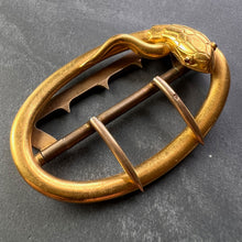 Load image into Gallery viewer, French 18K Yellow Gold Silver Garnet Snake Belt Buckle