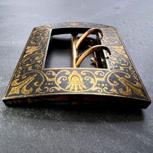 Load image into Gallery viewer, French Tissot 18K Yellow Gold Damascene Steel Belt Buckle