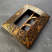 Load image into Gallery viewer, French Tissot 18K Yellow Gold Damascene Steel Belt Buckle