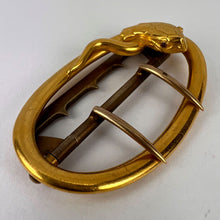 Load image into Gallery viewer, French 18K Yellow Gold Silver Garnet Snake Belt Buckle