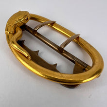 Load image into Gallery viewer, French 18K Yellow Gold Silver Garnet Snake Belt Buckle