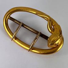 Load image into Gallery viewer, French 18K Yellow Gold Silver Garnet Snake Belt Buckle