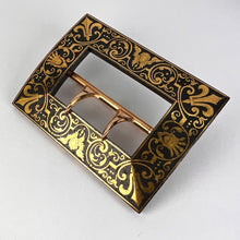 Load image into Gallery viewer, French Tissot 18K Yellow Gold Damascene Steel Belt Buckle