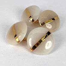 Load image into Gallery viewer, French 18K Yellow Gold White Agate Stripe Cufflinks