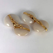 Load image into Gallery viewer, French 18K Yellow Gold White Agate Stripe Cufflinks