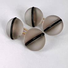 Load image into Gallery viewer, French 18K Yellow Gold Rock Crystal Enamel Stripe Cufflinks