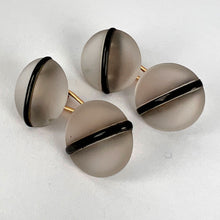 Load image into Gallery viewer, French 18K Yellow Gold Rock Crystal Enamel Stripe Cufflinks