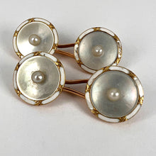 Load image into Gallery viewer, French 18K Yellow Gold Pearl, Mother of Pearl and Enamel Cufflinks