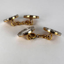 Load image into Gallery viewer, French 18K Yellow Gold Platinum Diamond and Enamel Cufflinks