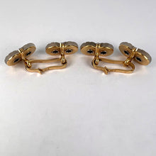 Load image into Gallery viewer, French Rock Crystal Onyx and Diamond 18K Yellow Gold Platinum Cufflinks