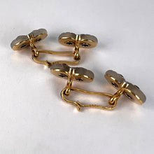 Load image into Gallery viewer, French Rock Crystal Onyx and Diamond 18K Yellow Gold Platinum Cufflinks