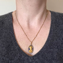 Load image into Gallery viewer, French Sellier Virgin Mary 18K Yellow Gold Enamel Pearl Pendant Necklace