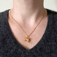 Load image into Gallery viewer, French Wheelbarrow with Flowers 18K Yellow Gold Charm Pendant