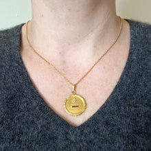 Load image into Gallery viewer, Augis French Plus Qu’Hier Ruby Diamond 18K Yellow Gold Love Charm Pendant