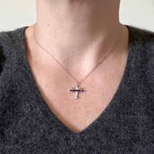 Load image into Gallery viewer, Art Deco Airplane Platinum Diamond Sapphire Ruby Charm Pendant